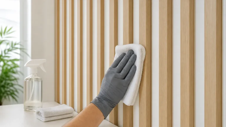 Plastik lambiri panelini mikrofiber bezle temizleme uygulaması