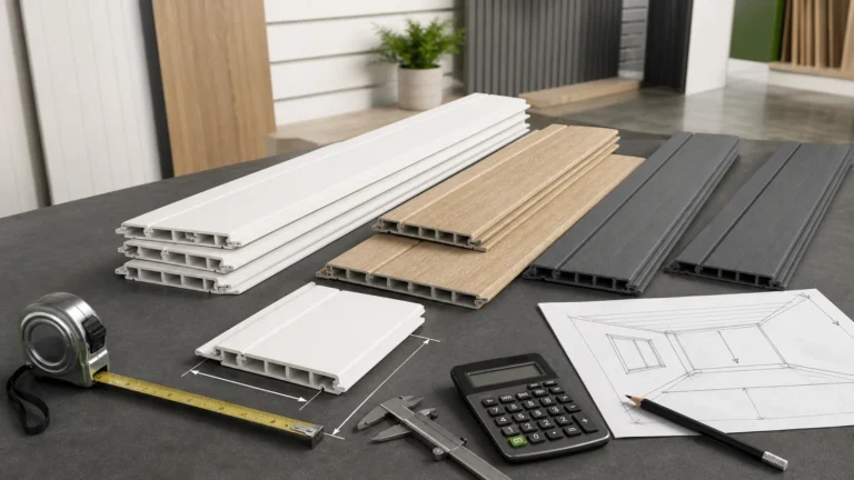 PVC lambiri profil ölçüsü ve paket metrajı için ölçüm araçlarıyla hesaplama